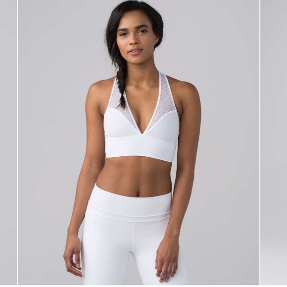 lululemon athletica Other - LULULEMON Twist and Train White Sports Bra Lace Detail Size 6